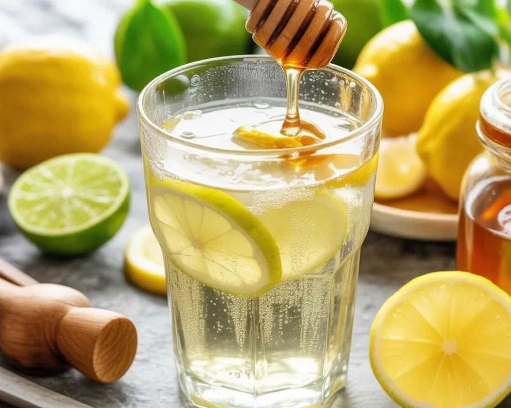 Natural Mounjaro recipe ingredients: apple cider vinegar, lemon, honey, ginger.