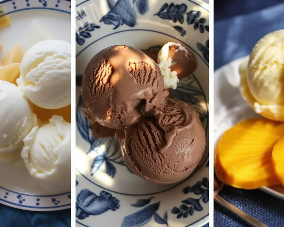 Homemade old-fashioned ice cream maker recipes including vanilla, banana, and pineapple flavors.