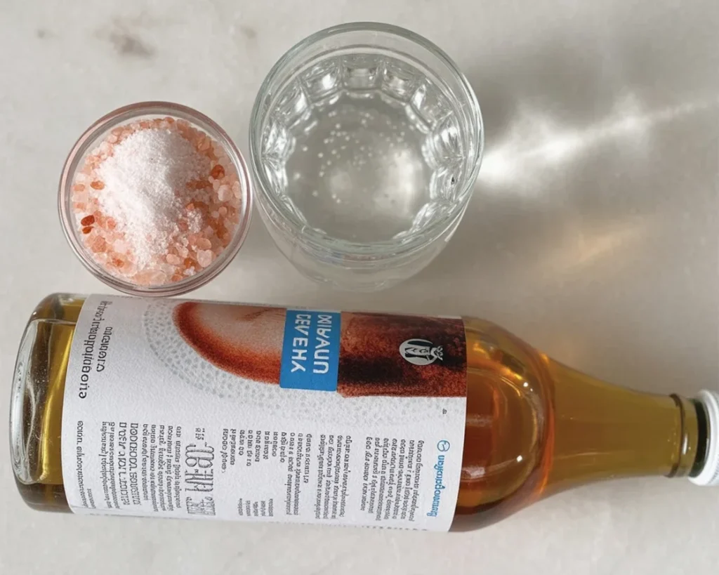 Pink salt drink recipe for weight loss with Himalayan salt and lemon juice.
