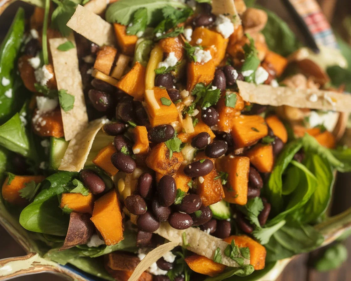 Delicious Sweet Potato Taco Bowl with roasted sweet potatoes, zesty taco meat, and fresh toppings.