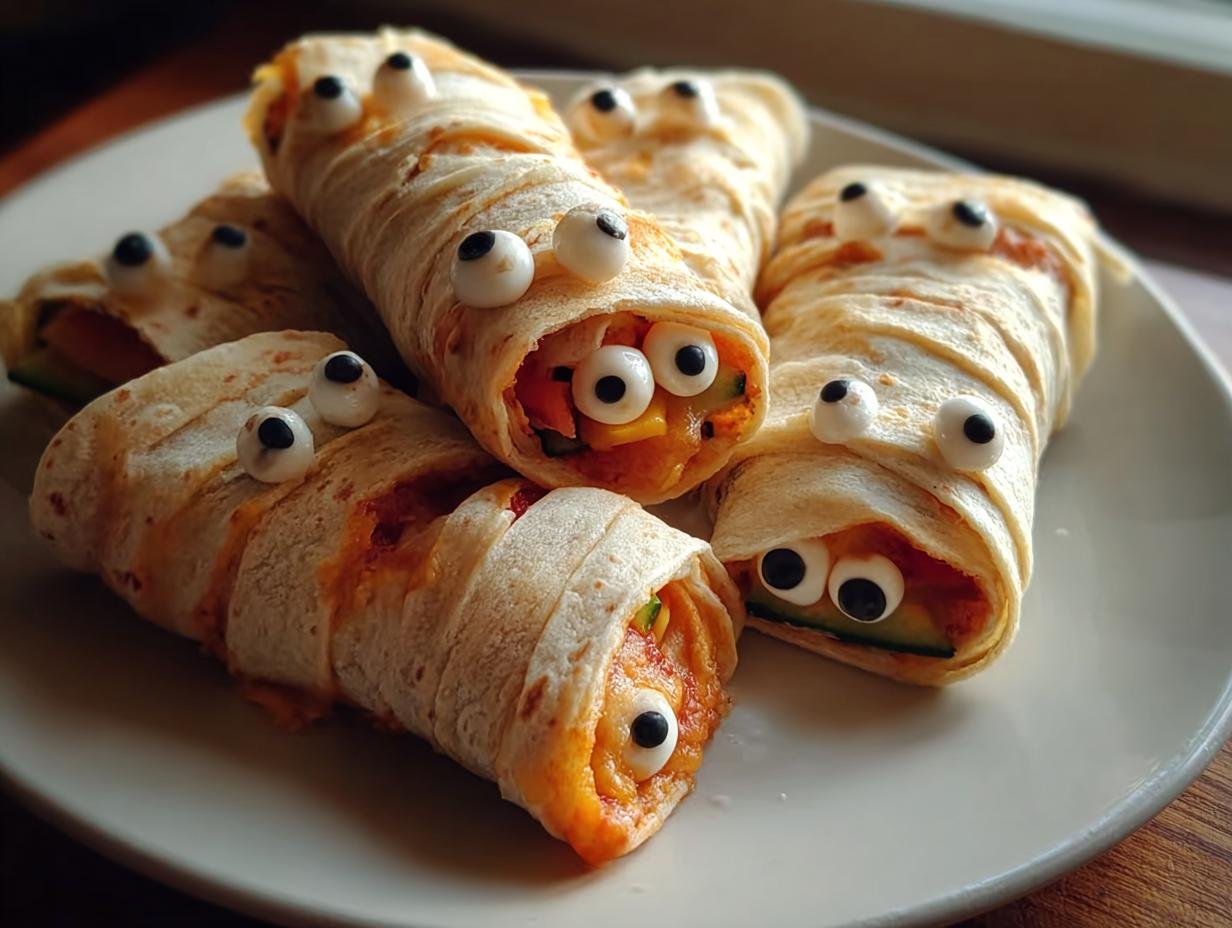 Creepy Cute Mummy Veggie: 4 Easy Wraps - Creepy Cute Mummy Veggie - additional detail
