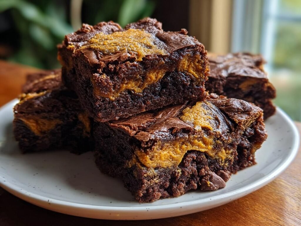 Halloween Vegan Pumpkin Brownies