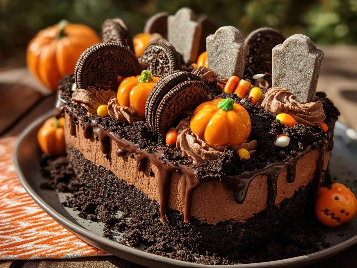 Sweet Graveyard Chocolate Cake: Spooky Fun - Sweet Graveyard Chocolate Cake - additional detail