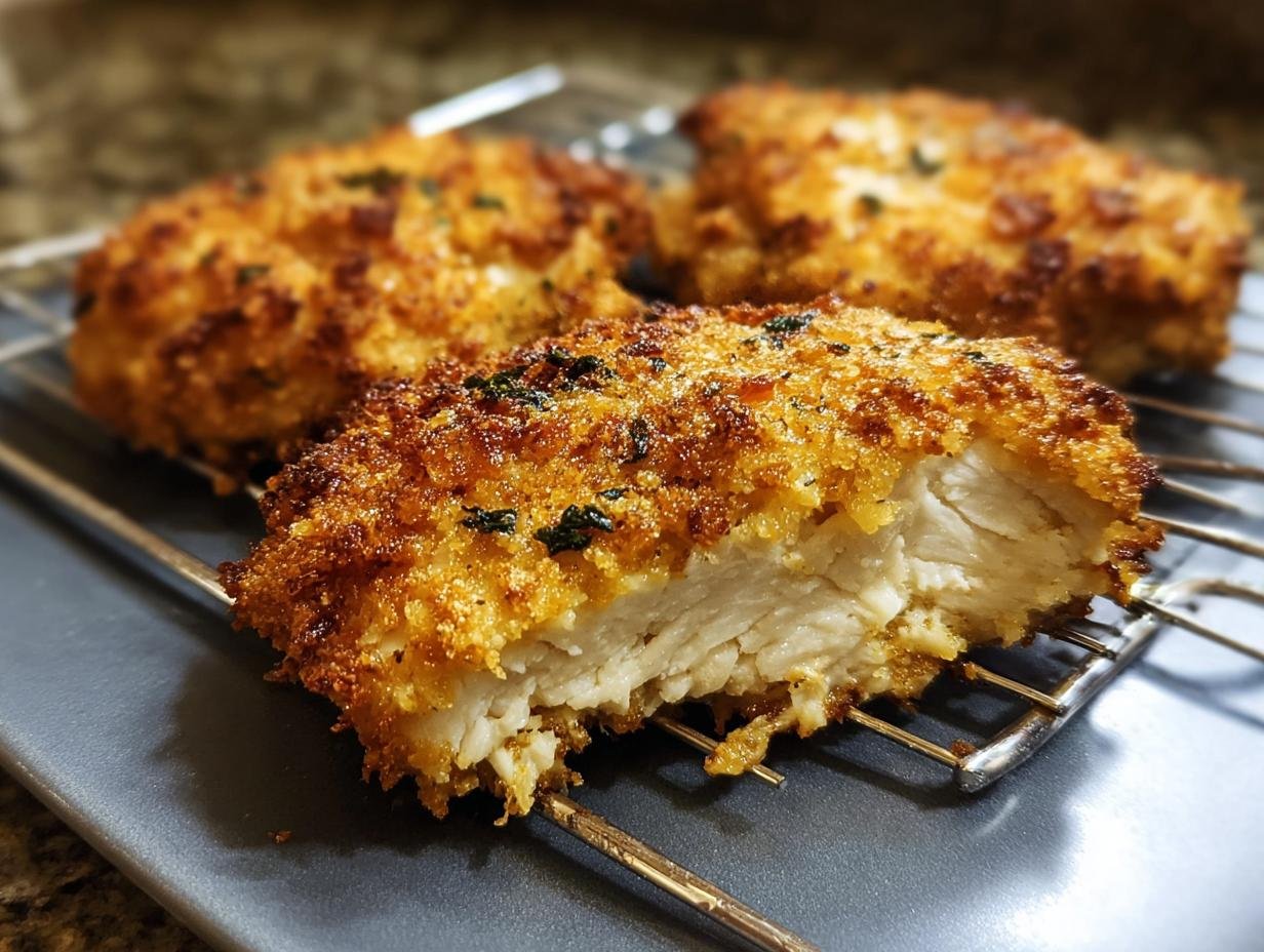 Perfect Baked Parmesan Crusted Chicken: 1 Amazing Recipe 3 Baked Parmesan Crusted Chicken - plated with sides
