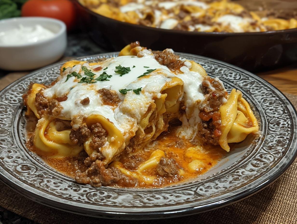 Delicious Cheesy Beef Enchilada Tortellini Recipe - Cheesy Beef Enchilada Tortellini - additional detail