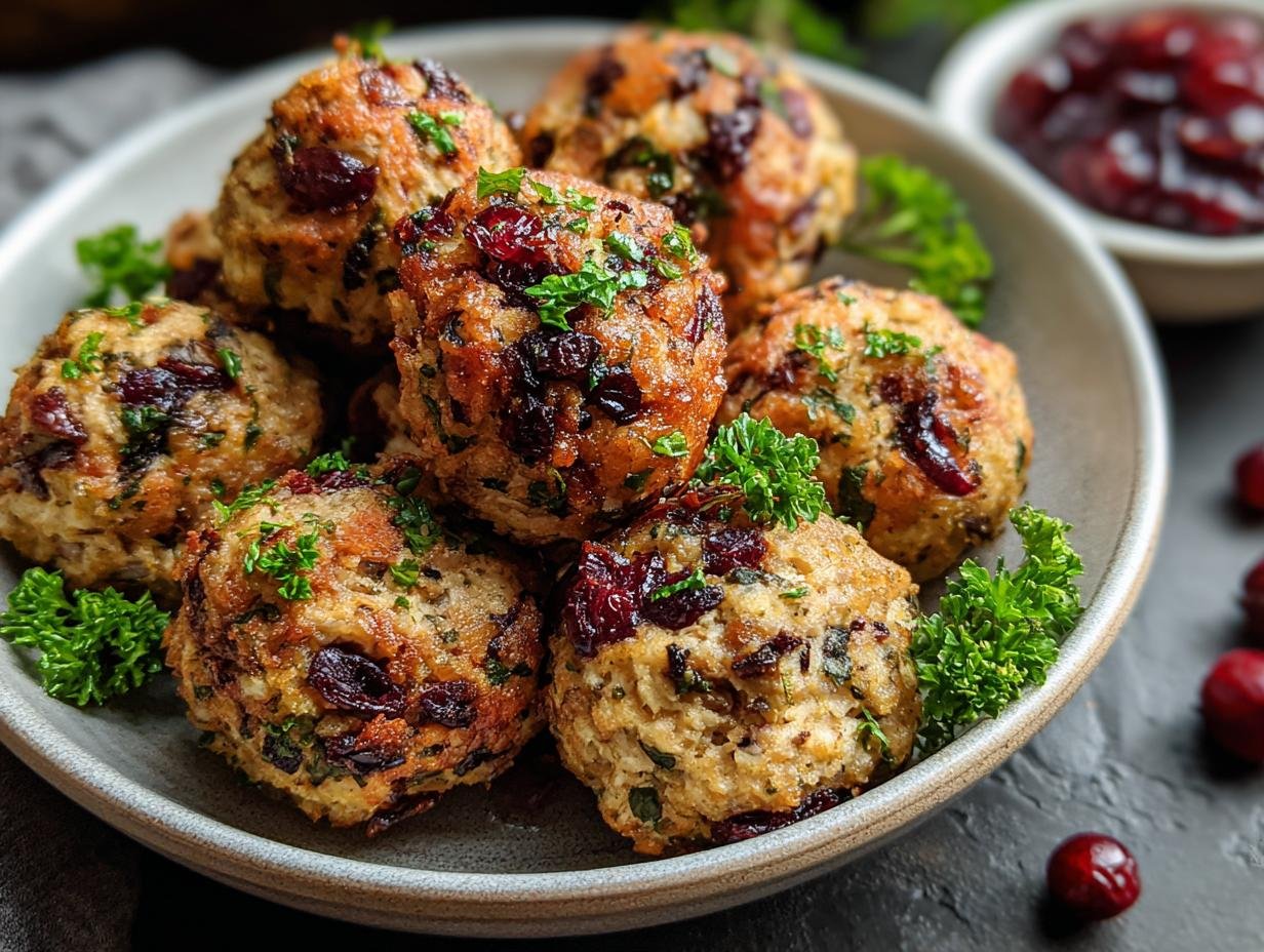 Cranberry Turkey Stuffing Balls: 30 Min Yum - Cranberry Turkey Stuffing Balls - additional detail
