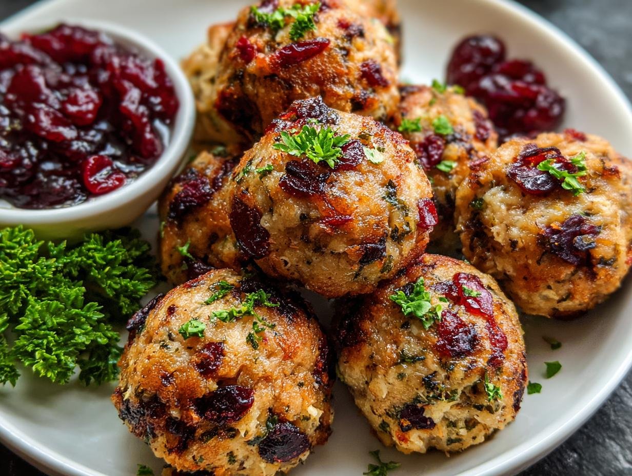 Cranberry Turkey Stuffing Balls: 30 Min Yum - Cranberry Turkey Stuffing Balls - additional detail