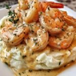 Creamy Garlic Shrimp Over