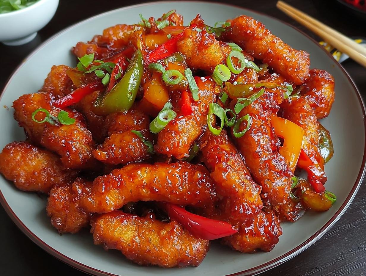 Crispy Chilli Chicken Incredible - finished dish with garnish
