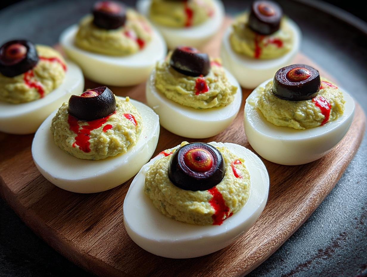 Spooky Eyeball Deviled Eggs: 6 Terrifying Tricks 2 Spooky Eyeball Deviled Eggs: 6 Terrifying Tricks - Eyeball Deviled Eggs - additional detail