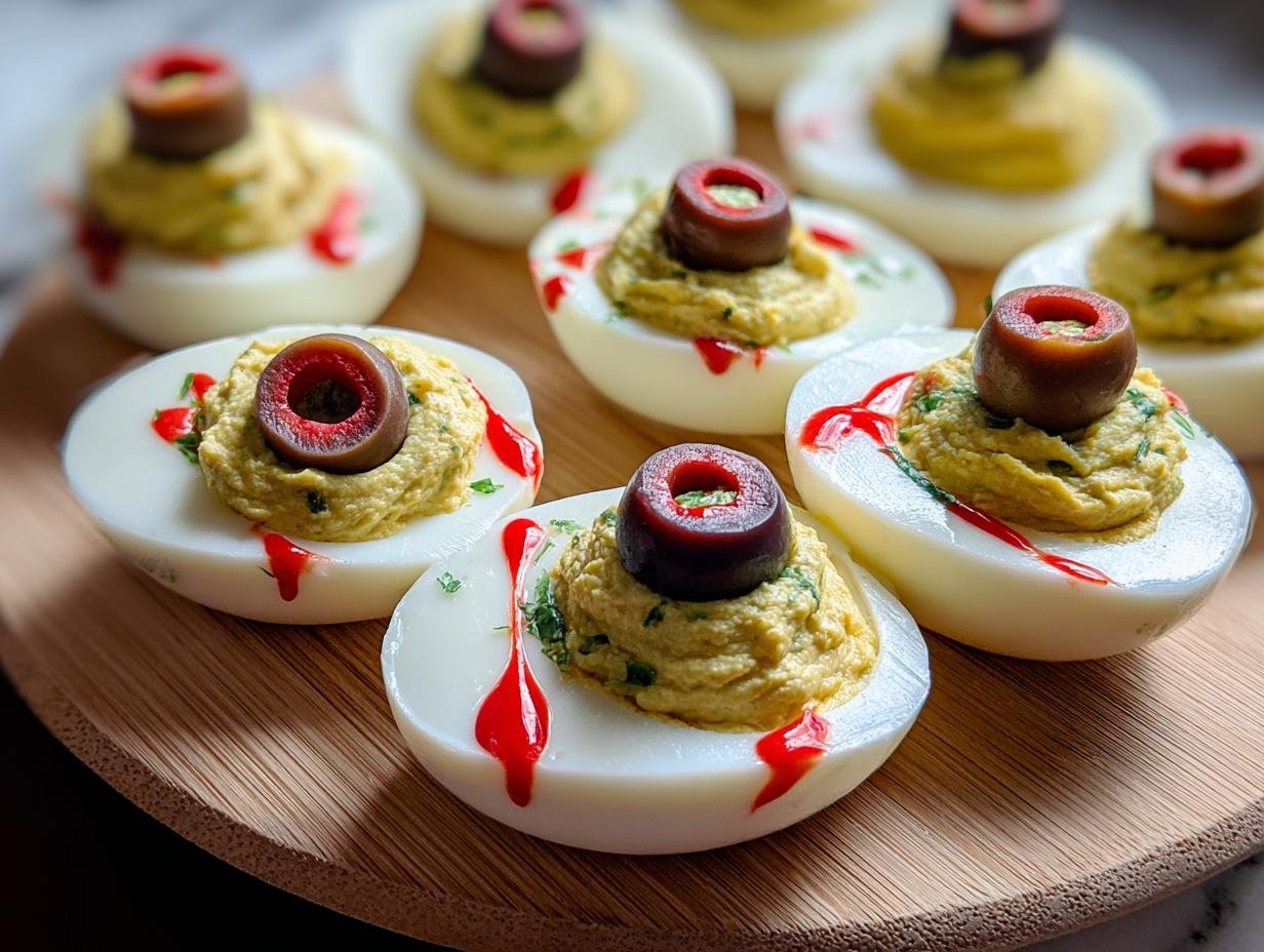 Spooky Eyeball Deviled Eggs: 6 Terrifying Tricks 3 Spooky Eyeball Deviled Eggs: 6 Terrifying Tricks - Eyeball Deviled Eggs - additional detail