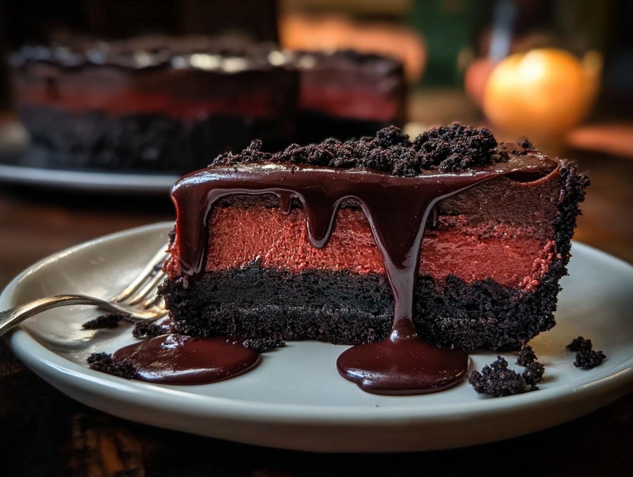 Spooky Halloween Black Velvet Cheesecake Delight 2 Spooky Halloween Black Velvet Cheesecake Delight - Halloween Black Velvet Cheesecake - additional detail