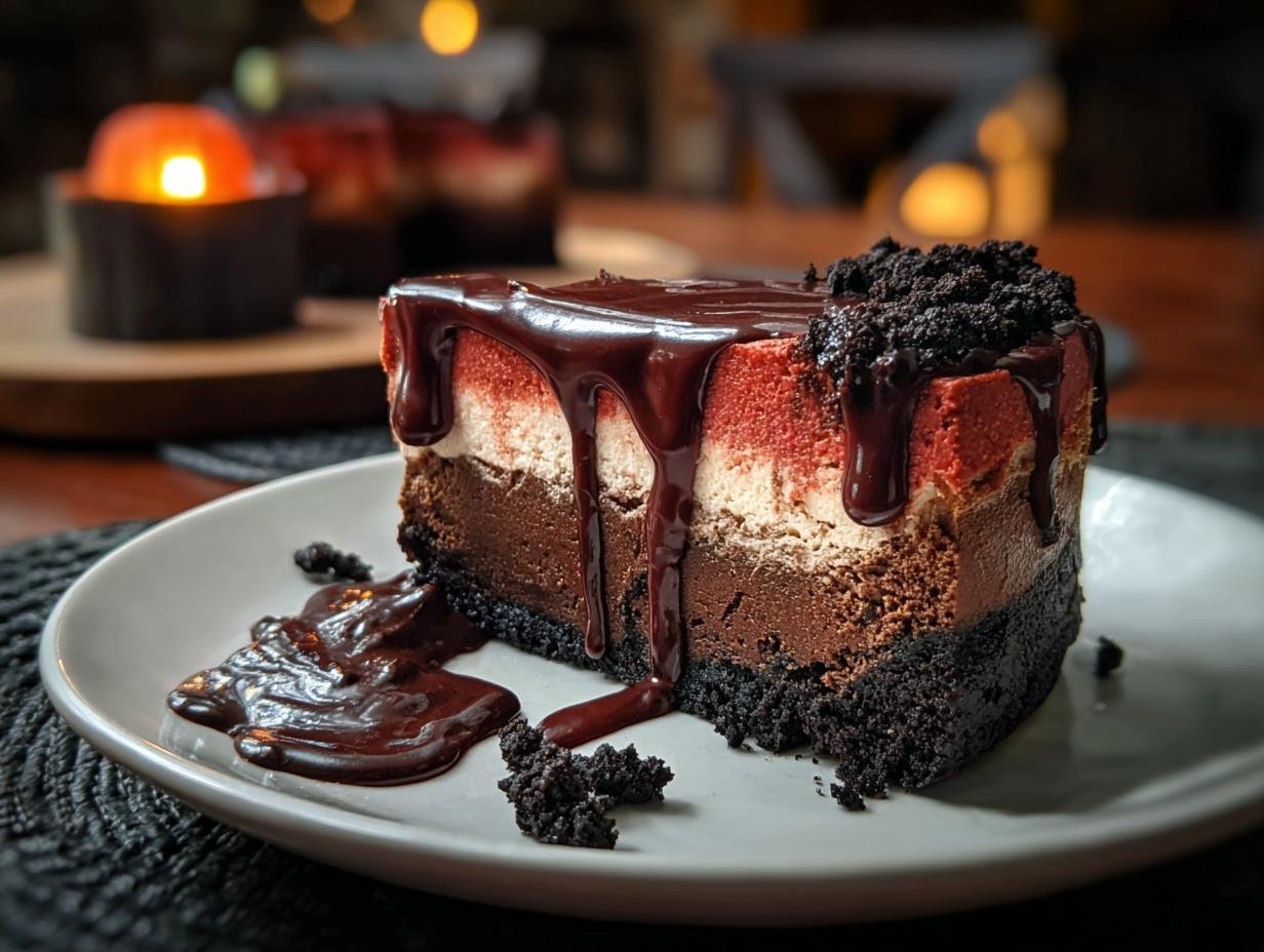 Spooky Halloween Black Velvet Cheesecake Delight 3 Spooky Halloween Black Velvet Cheesecake Delight - Halloween Black Velvet Cheesecake - additional detail