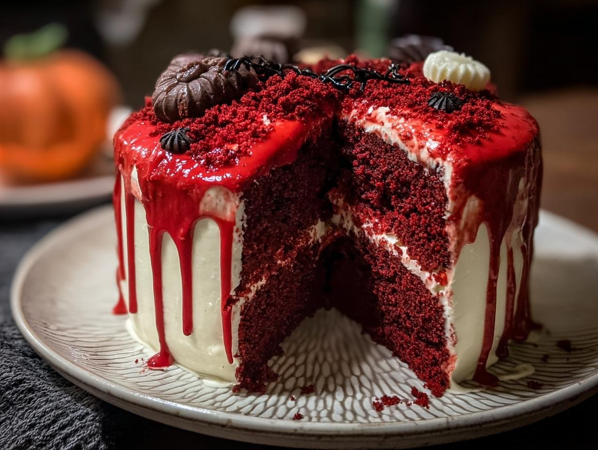 Scary Halloween Red Velvet Cake 1 Slice - Halloween Red Velvet Cake - additional detail