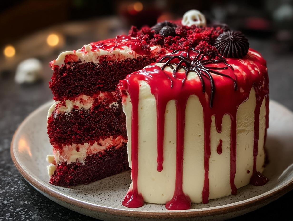 Scary Halloween Red Velvet Cake 1 Slice - Halloween Red Velvet Cake - additional detail