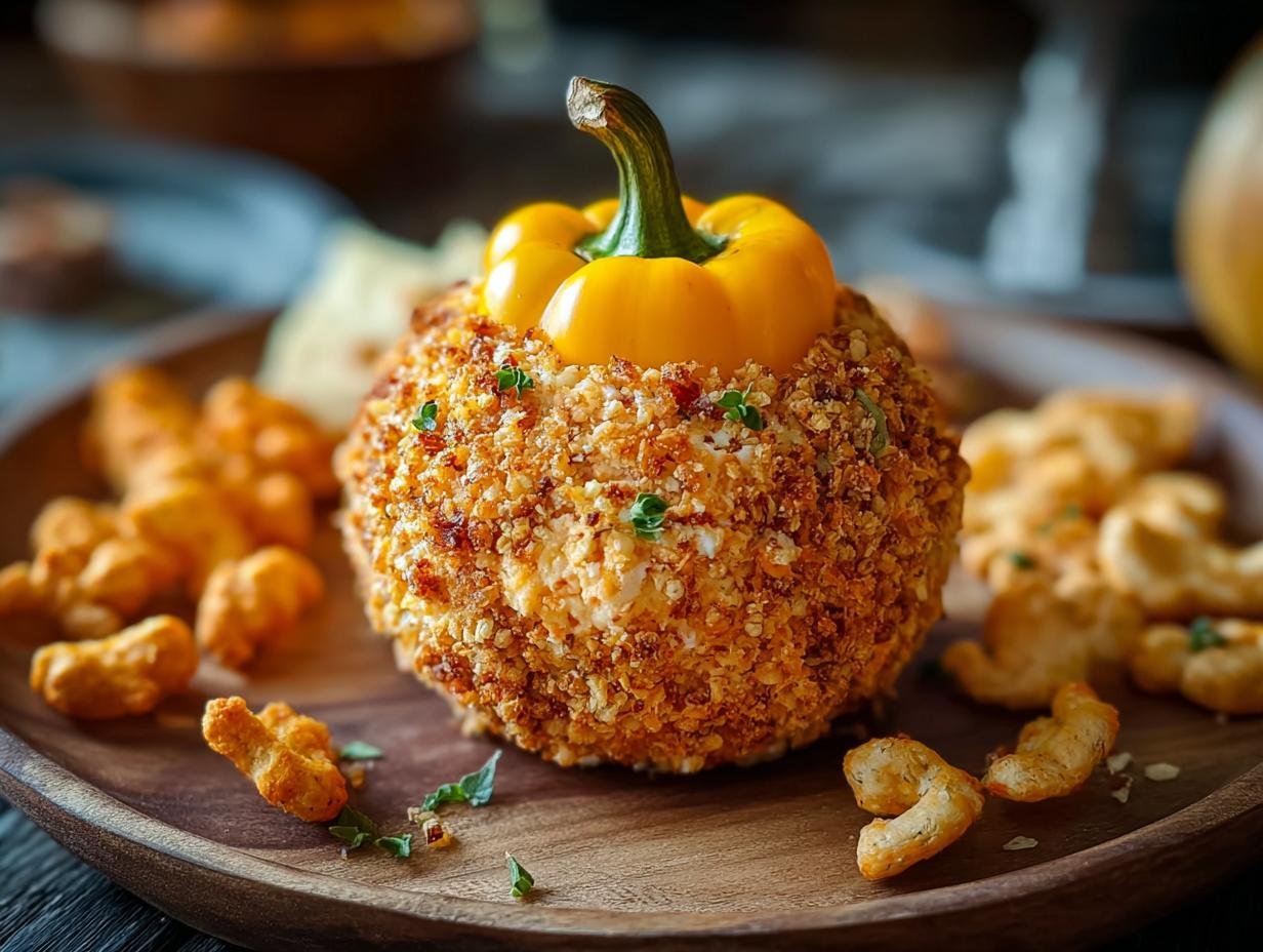 Pumpkin Shaped Cheese Ball: 1 Easy Festive Treat - Pumpkin Shaped Cheese Bal - additional detail