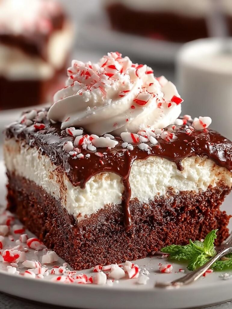 Chocolate Peppermint Poke Cake