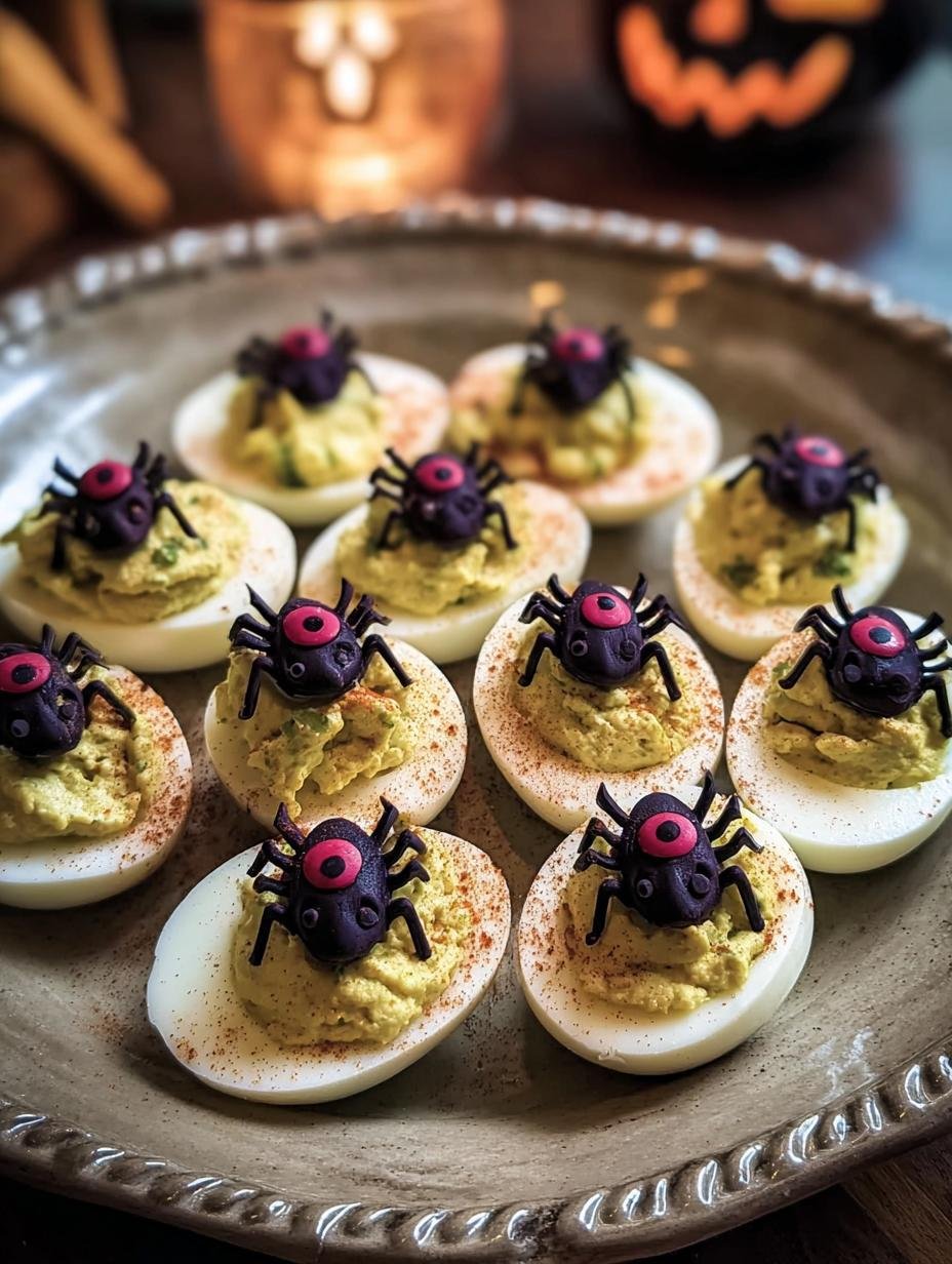 Creepy Deviled Eggs Halloween: Variety of spooky deviled egg decorations