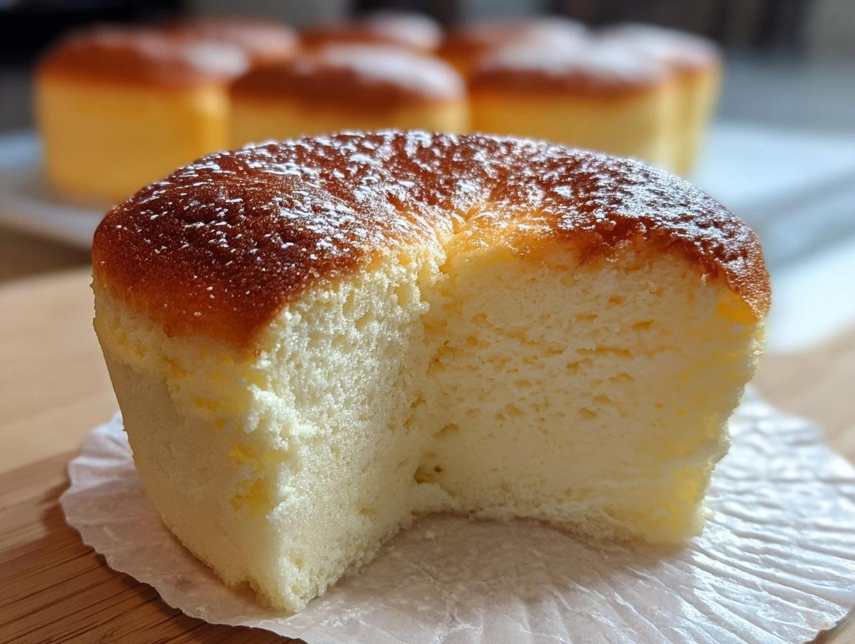 Fluffy Japanese Cotton Cheesecake - finished cupcakes on a plate