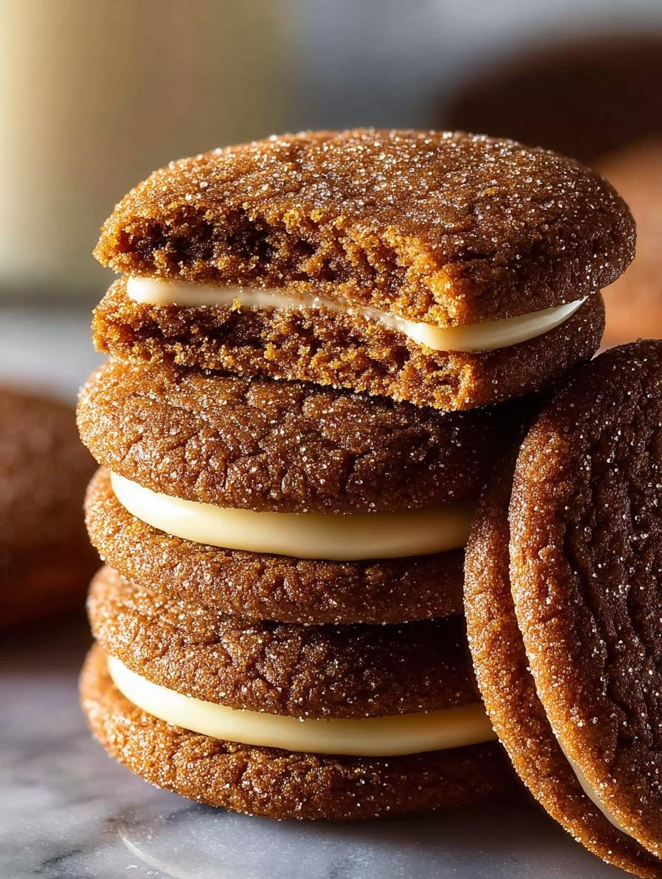 Ginger Molasses Sandwich Cookies with Eggnog Frosting 2 Ginger Molasses Sandwich Cookies with Eggnog Frosting - Ginger Molasses Sandwich Cookies - main visual representation