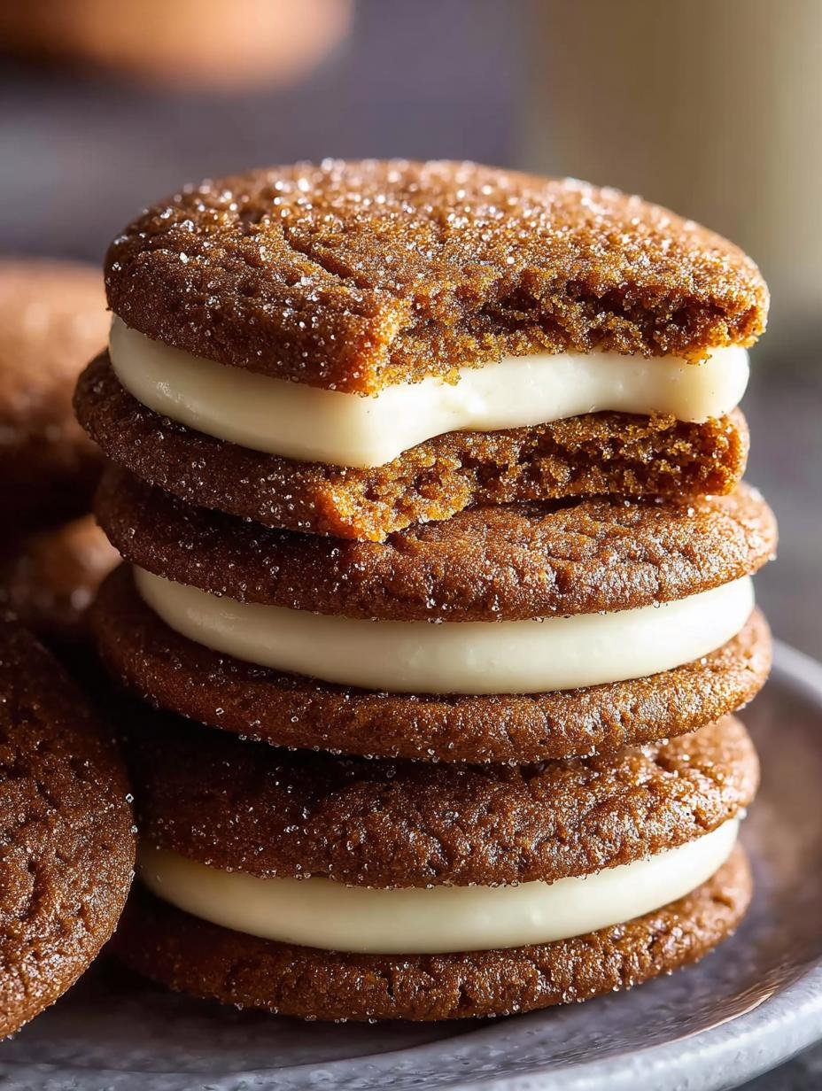 Ginger Molasses Sandwich Cookies with Eggnog Frosting 3 Ginger Molasses Sandwich Cookies with Eggnog Frosting - Ginger Molasses Sandwich Cookies - additional detail