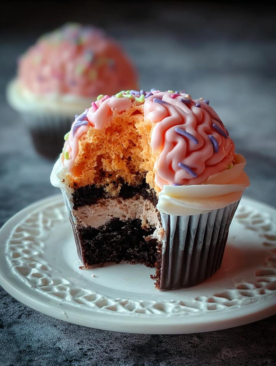 Awesome Halloween Brain Cupcakes: 5 Simple Steps 1 Halloween Brain Cupcake
