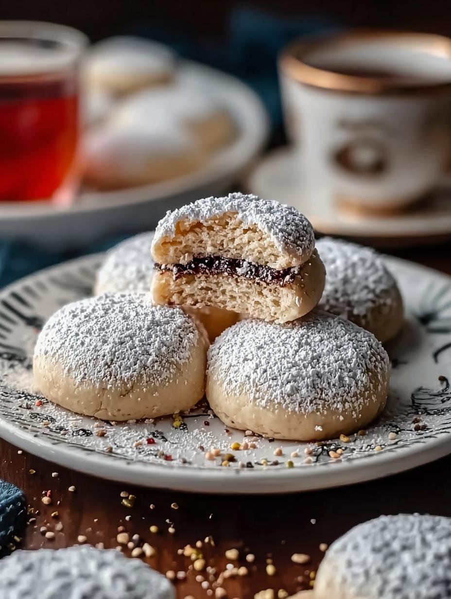 Melt-in-your-mouth Russian Tea Cakes - finished cookies dusted with powdered sugar