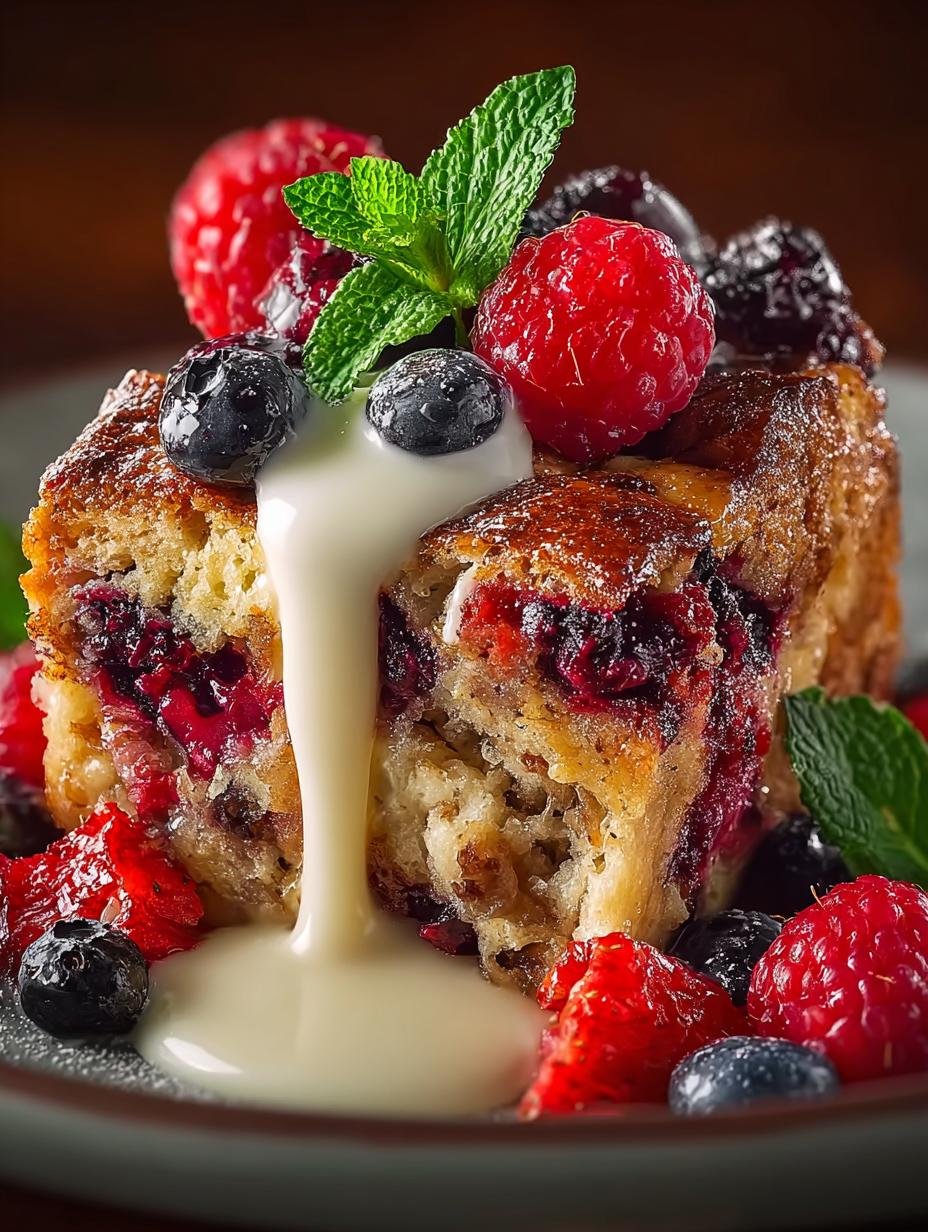 Delicious Wild Berry Bread Pudding with Drizzle 1 Wild Berry Bread Pudding