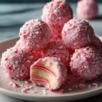 Candy Cane Fudge Snowballs
