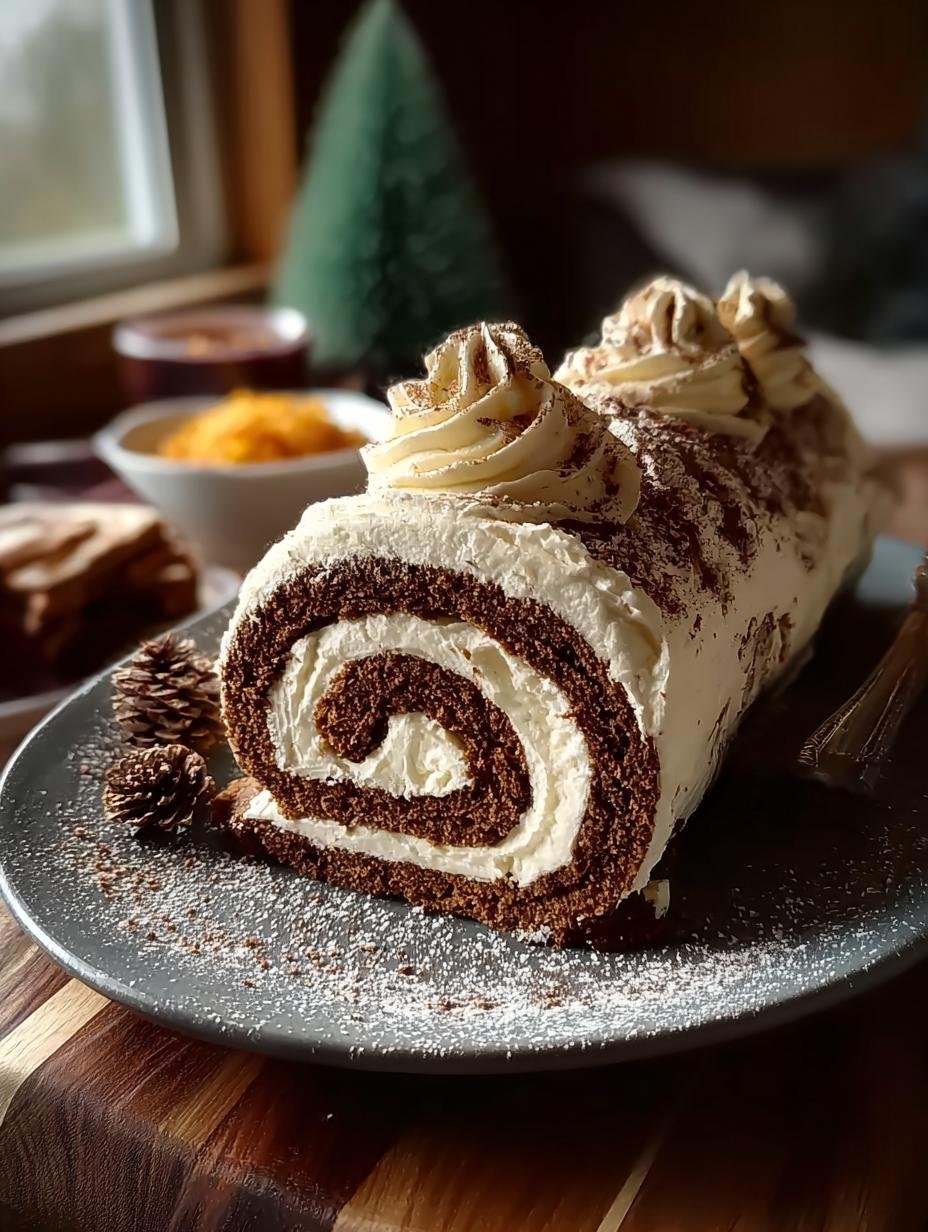 Quick Gingerbread Yule Log Cake: A Festive Delight 3 Quick Gingerbread Yule Log Cake: A Festive Delight - Gingerbread Yule Log Cake - additional detail