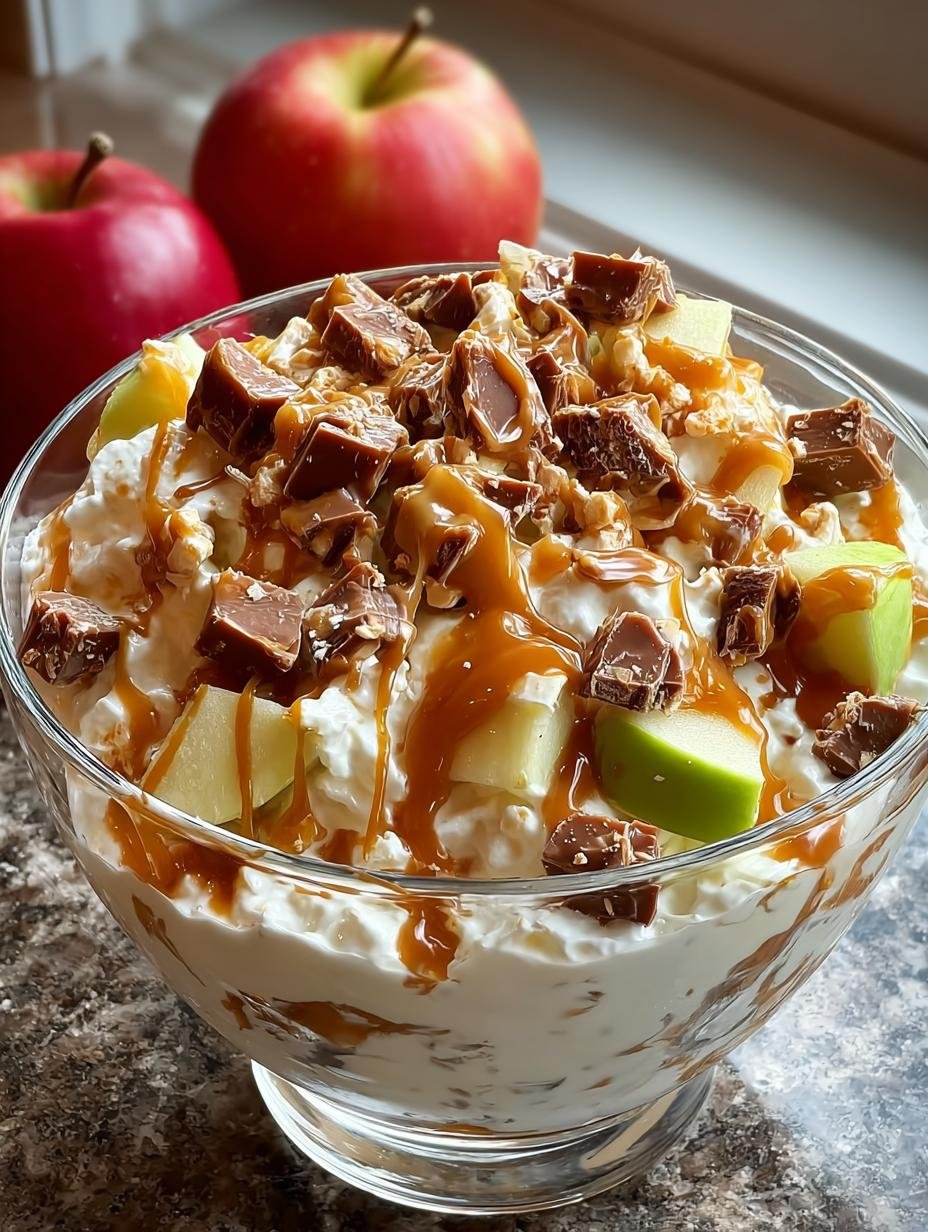 Delicious Snickers Caramel Apple Salad Recipe 2 Delicious Snickers Caramel Apple Salad Recipe - Snickers Caramel Apple Salad - main visual representation