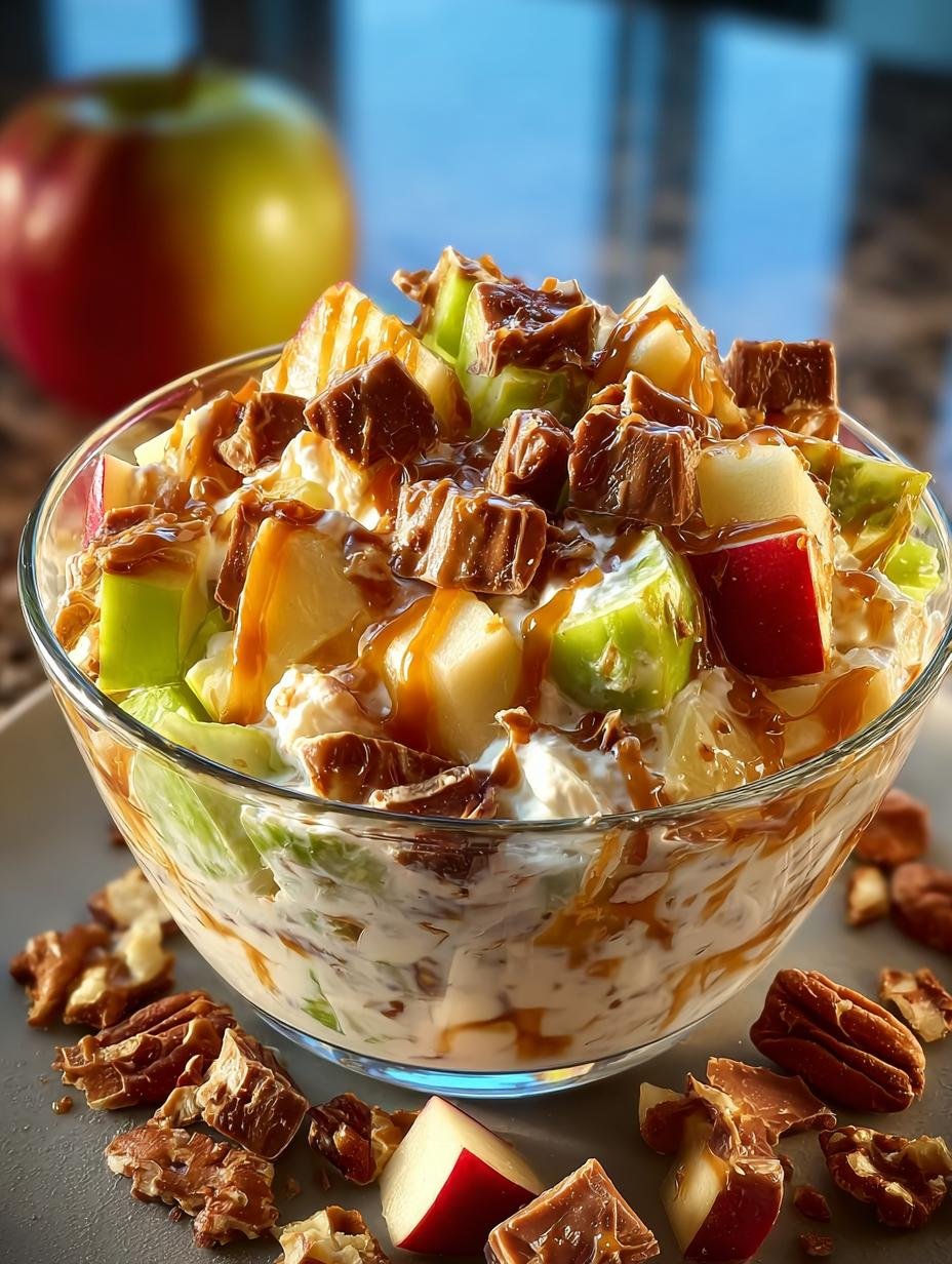 Delicious Snickers Caramel Apple Salad Recipe 3 Delicious Snickers Caramel Apple Salad Recipe - Snickers Caramel Apple Salad - additional detail