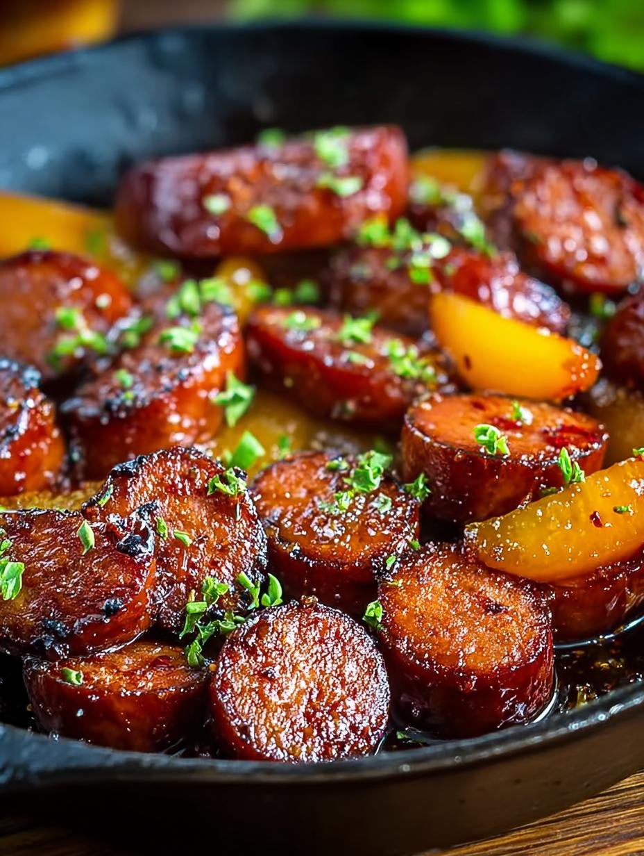 Spicy Peach Glazed Kielbasa: 5 Steps to Deliciousness - Spicy Peach Glazed Kielbasa - main visual representation