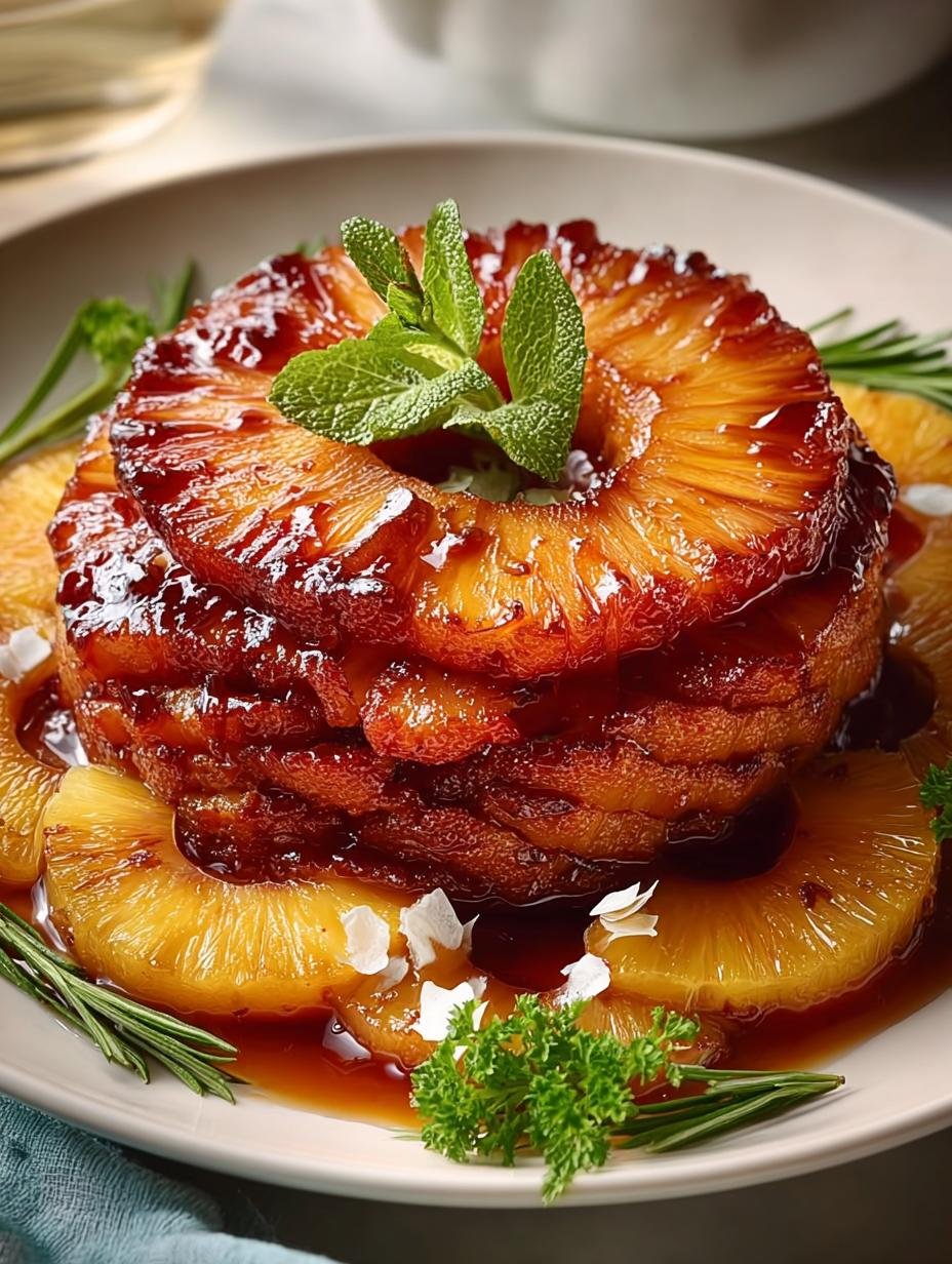 Sticky Pineapple Brown Sugar Glazed Ham Recipe - Sticky Pineapple Brown Sugar - main visual representation