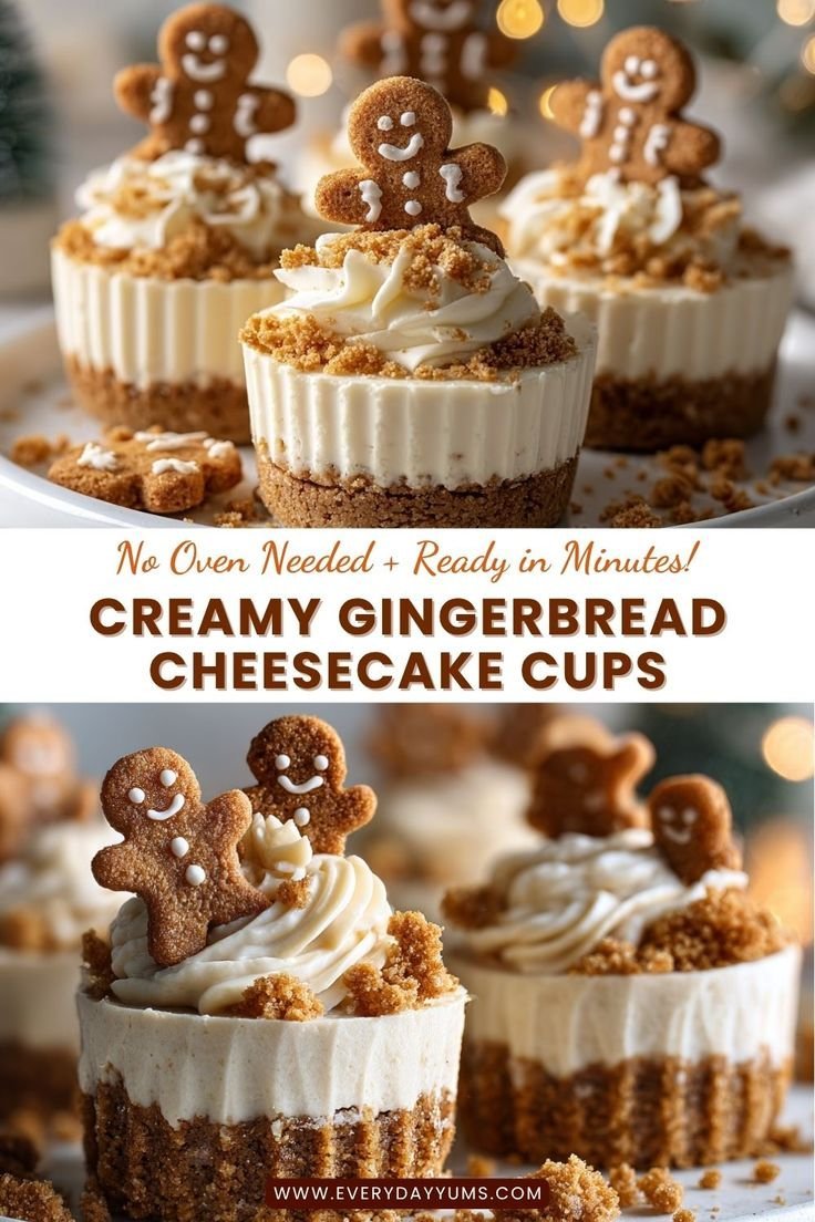 No-Bake Gingerbread Cheesecake Cups 2 No-Bake Gingerbread Cheesecake Cups