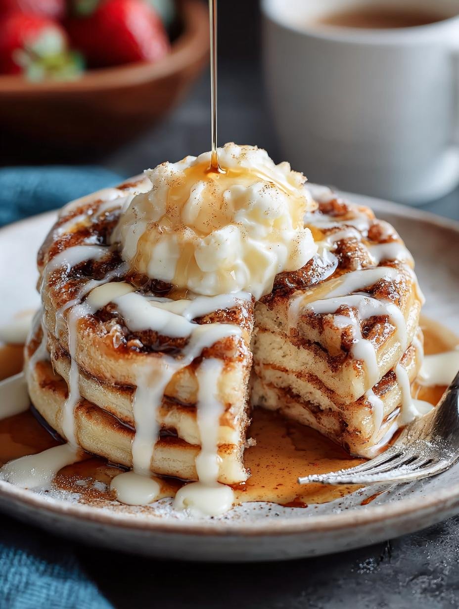 Fluffy Cinnamon Roll Pancakes