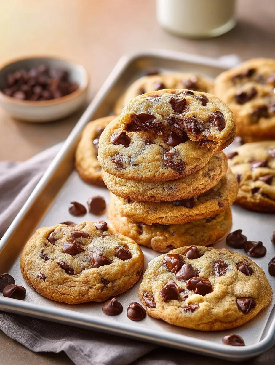Bakery style chocolate chip cookies with gooey chocolate and a golden crust