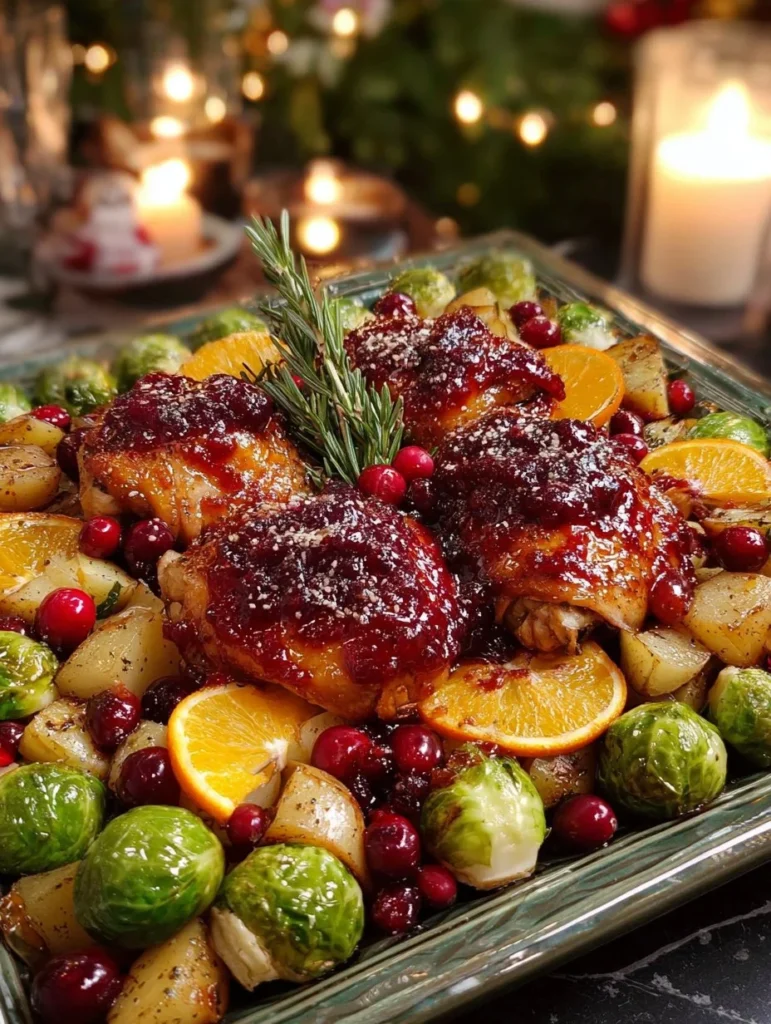 Delicious Christmas sheet pan dinner ready for holiday celebrations