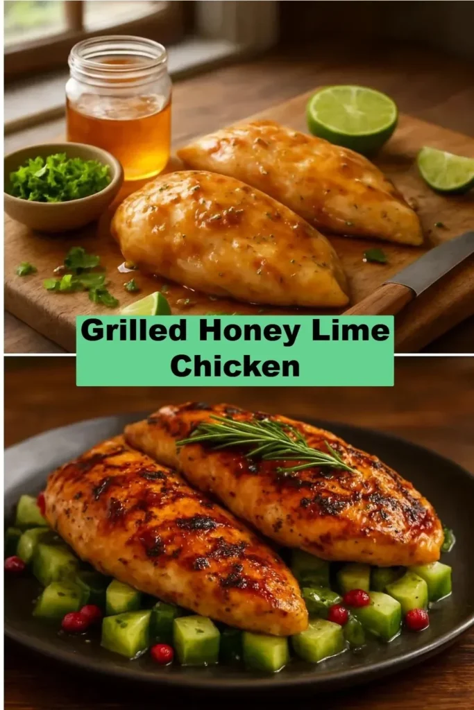 Grilled honey lime chicken garnished with fresh cilantro on a white plate