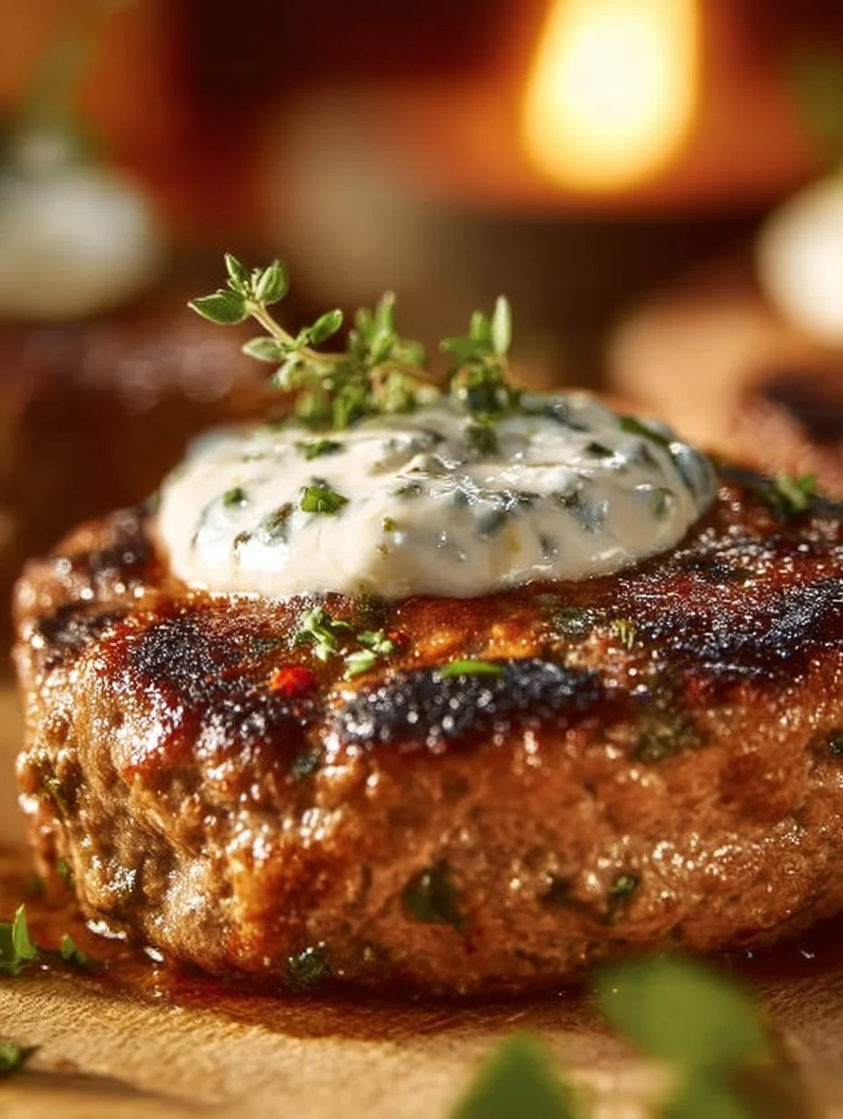 Keto Feta Burgers with Tomato Cream for a Flavor Boost 1 Keto Feta Burgers with Tomato Cream sauce on a plate ready to serve.