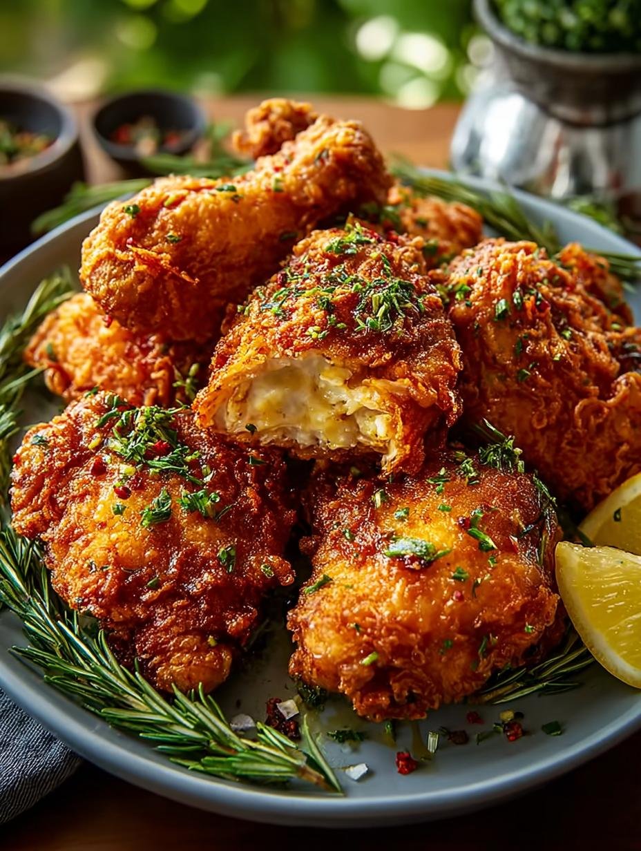 Buttermilk Fried Chicken with Garlic Bliss and Herbs - Buttermilk Fried Chicken with - main visual representation