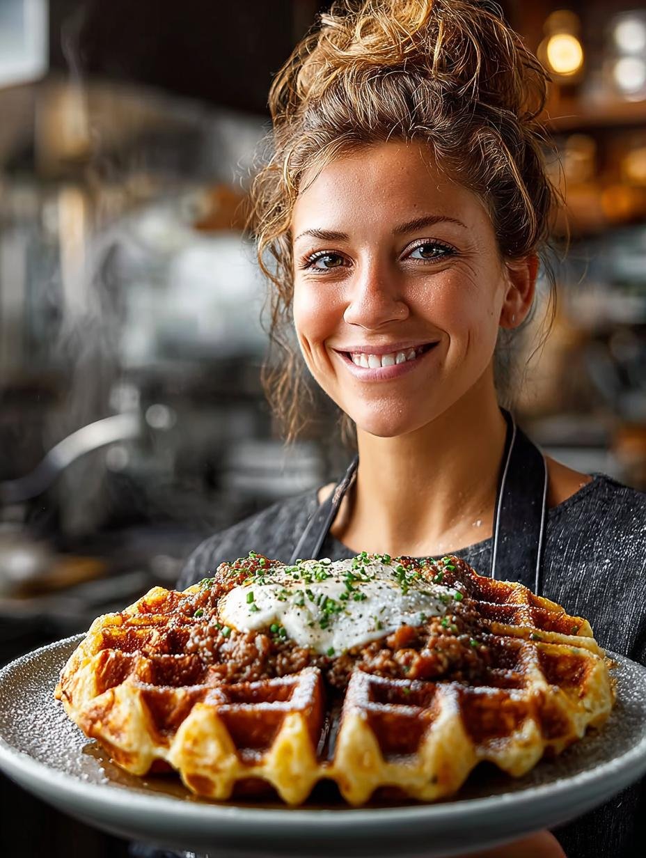 Cheddar Chive Waffles with