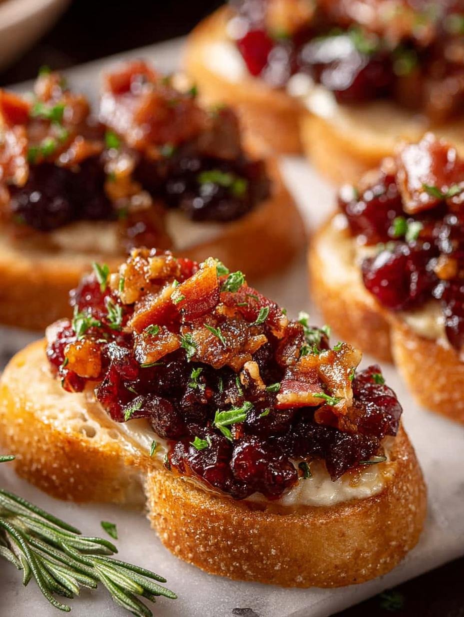 Cranberry Bacon Jam Crostini: 7 Irresistible Bites 2 Cranberry Bacon Jam Crostini: 7 Irresistible Bites - Cranberry Bacon Jam Crostini - main visual representation