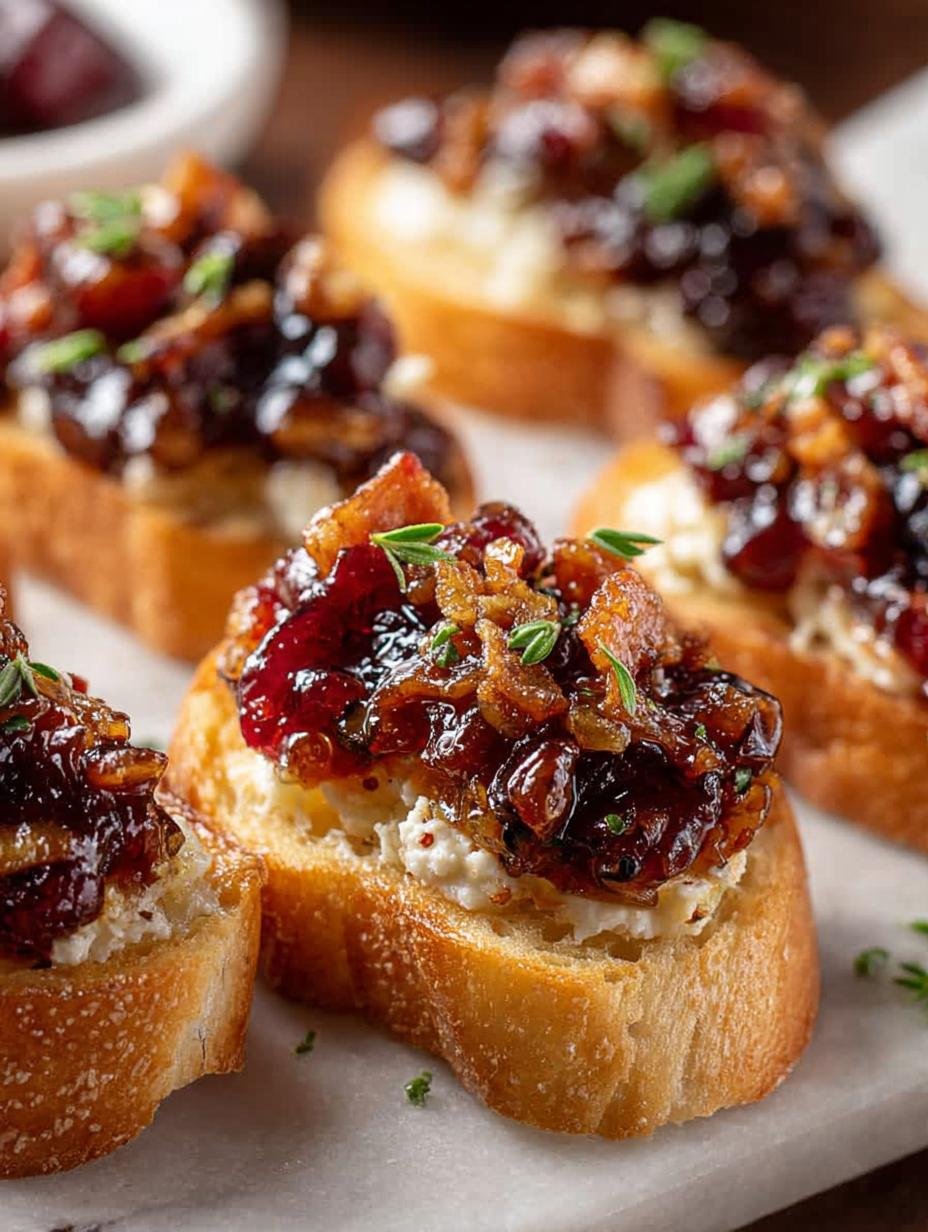 Cranberry Bacon Jam Crostini: 7 Irresistible Bites 3 Cranberry Bacon Jam Crostini: 7 Irresistible Bites - Cranberry Bacon Jam Crostini - additional detail