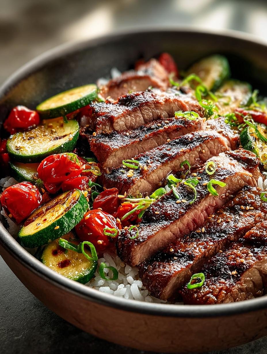 Delicious Grilled Steak Bowl with Zucchini and Lemon - Grilled Steak Bowl - additional detail