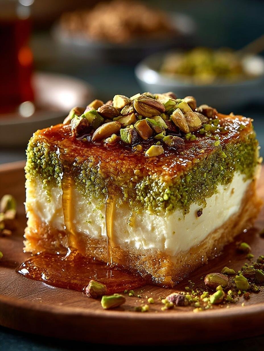 Honey Pistachio Baklava Cheesecake: 12 Layers of Delight - Honey Pistachio Baklava Cheesecake - main visual representation