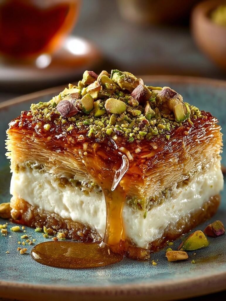 Honey Pistachio Baklava Cheesecake