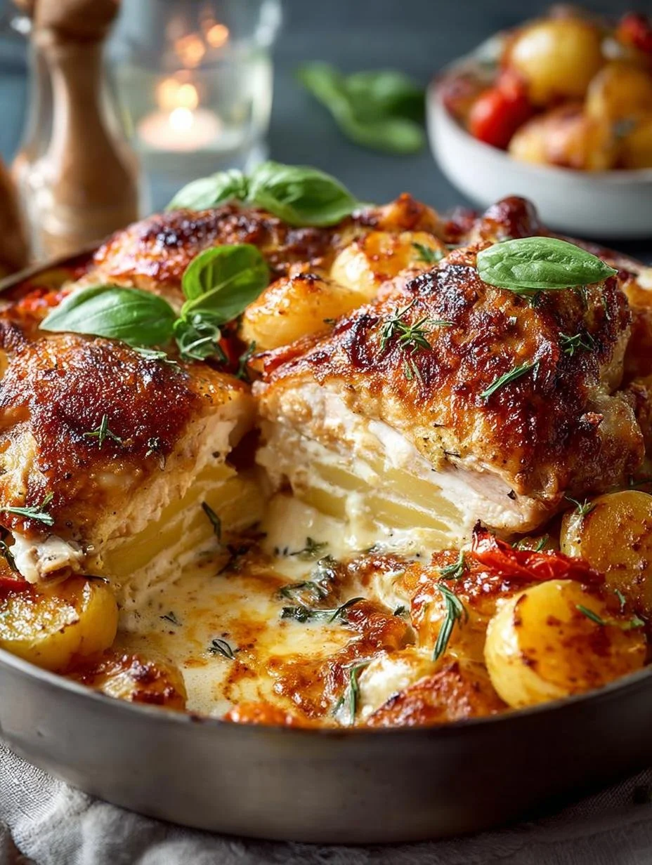 Italian Chicken Potato Bake 1 Delicious Italian Chicken Potato Bake served on a plate