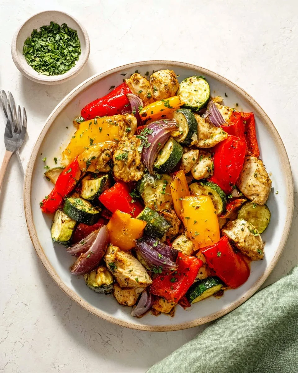 10 minute roasted chicken and vegetables cooked in an air fryer