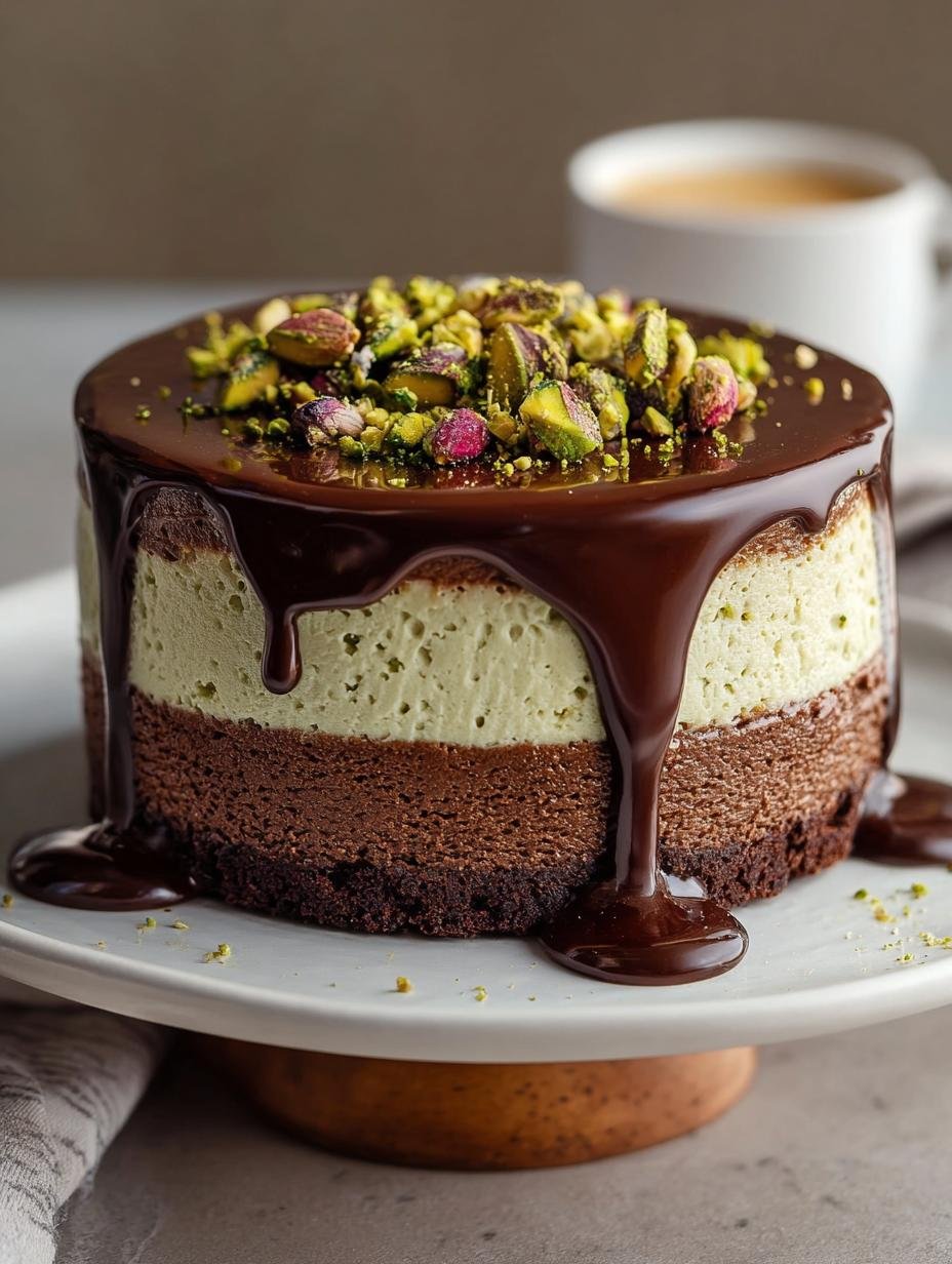 Bake Chocolate Pistachio Cheesecake